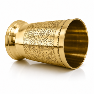 Gobelet à eau en laiton artisanal de qualité supérieure, gravé d'un motif floral, capacité de 270 ml, anti-fuite, incassable, pour la maison, la cuisine, l'hôtel - Product Image 3