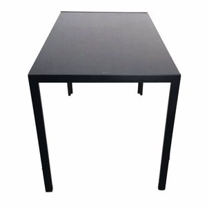 Tavolo da Pranzo Semplice in Vetro Temperato Nero e Ferro Assemblato - Product Image 6