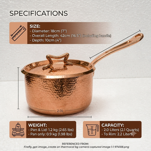 Cacerola de Cobre Martillado de Lujo con Tapa, Asa de Latón Sólido, Olla de Cobre Hecha a Mano, Utensilios de Cocina Premium OEM ODM - Product Image 5