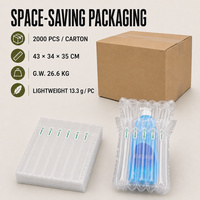 Sac de protection gonflable OEM personnalisé AIR-DFLY en forme de Q, à colonnes d'air, 6 colonnes, 55 microns, en PA/PE, pour bouteilles et emballages d'expédition
