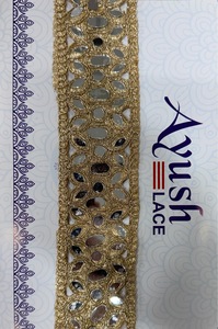 Handcrafted Organza Bridal Border Indian Ethnic Mirror Cutwork Lace Trim 2.5 Inch Embroidered <b>Ribbon</b> Saree Dress Decoration - Product Image 4