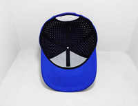 Vente en gros OEM Logo brodé 3D personnalisé 6 panneaux Casquette de golf en polyester imperméable avec trous d'aération découpés au laser Casquette de sport à fermeture éclair