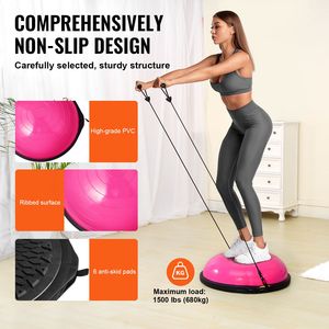 Palla da Yoga da 26 Pollici con Capacità di 1500 libbre, in ABS e PVC, con Bande di Resistenza, Mezza Palla per Allenamento dell'Equilibrio - Product Image 4
