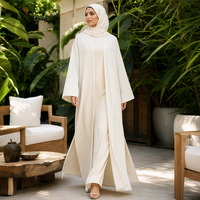 Cardigan long en tricot à rayures verticales de qualité supérieure, style Abaya élégant à manches ouvertes, avec fente latérale, fabrication sur mesure ODM pour le Moyen-Orient