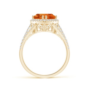 14K Solid Gold Trillion Cut Natural Citrine Cocktail <b>Ring</b> with Diamond Accents Unique Design Pave Sett Diamond <b>Split</b> Shank <b>Ring</b> - Product Image 3
