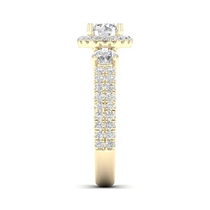 Anillo de Compromiso con Tres Piedras de Diamante Cultivado en Laboratorio, Certificado IGI, Banda Pavé, Oro 10K/14K/18K, Plata 925/935, Regalo de Aniversario - Product Image 4