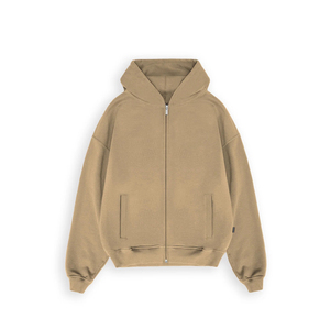 Fabrication OEM – Sweat à capuche zippé surdimensionné pour homme 100 % coton, streetwear de haute qualité avec strass et impression sérigraphiée – En vente - Product Image 1