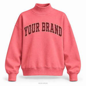 Sweat-shirt surdimensionné à col montant pour femme, couleur corail, avec appliqué plat et logo brodé, 32 couleurs, tailles XS-3XL - Product Image 1