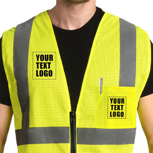 Chaleco de Seguridad Amarillo Brillante sin Mangas para Hombre, Tejido de Malla, Ropa de Trabajo Versátil de Estilo Vintage con Impresión Personalizada, Servicio OEM - Product Image 4