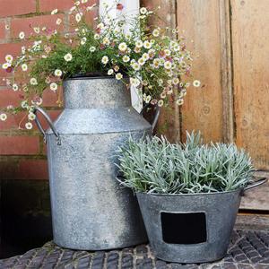 Stylish Galvanized Planter <b>Pot</b> For Balcony Garden Patio Terrace Home Outdoor Indoor <b>Plant</b> Growing Decorative Purpose - Product Image 4