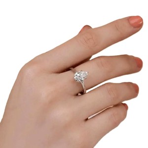 Anillo de Compromiso Solitario con Diamante de Laboratorio en Forma de Pera, Certificado IGI, Oro Sólido de 10K, 14K, 18K, Color DEF, Claridad VS VVS, Anillo de Moda - Product Image 6