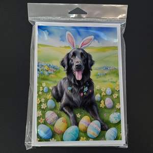 Whimsical A7 Size <b>5x7</b> Flat-Coated Retriever Easter Egg Hunt Greeting Cards Pack 8 Blank Note Cards with <b>Envelopes</b> - Product Image 3