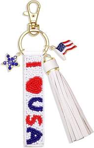 Porte-clés brodé de pétales de fleur de lys en perles, fait main, breloque florale pour sac, fleur de cerisier rose et orange, cadeau artisanal, ornement - Product Image 6