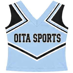 Haut d'uniforme de cheerleading bleu ciel sans manches à col en V pour femmes et filles, idéal pour la performance, la danse d'équipe, l'entraînement et la compétition - Product Image 1