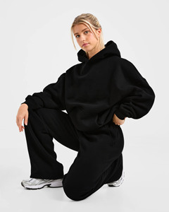 High Demand Custom Logo Black Oversized Hoodie & <b>Jogger</b> 2 Piece <b>Set</b> Women's Tracksuits Cotton Breathable Women's <b>Matching</b> <b>Sets</b> - Product Image 4