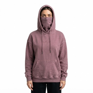 Sweat à capuche cagoule polaire lavée pour femme, couleur mauve poussiéreux, style streetwear - Product Image 1