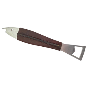 Leather Wrapped Fish Shaped Bottle Opener Features Durable Metal Design Dual Function Can Lifter Rustic <b>Bar</b> <b>Tool</b> Used For Party - Product Image 3