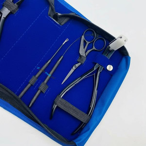 Professional Black Matte Stainless Steel Hair Extension <b>Pliers</b> Kit <b>Set</b> with Custom Logo Including Tape Press <b>Plier</b> - Product Image 4