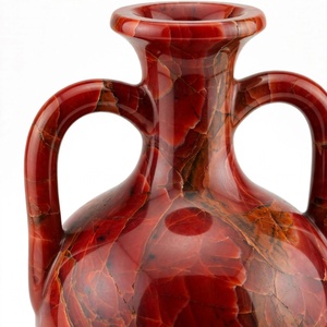 Vase Amphore en Onyx Rouge Naturel Fait Main avec Deux Poignées Style Grec Classique Vase en Pierre Vente en Gros Vase Décoratif Sculpté avec Logo Personnalisé - Product Image 4