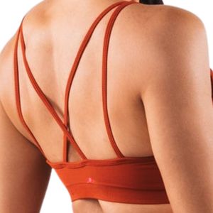 Orange Women's Seamless Strappy Sports Bra Quick Dry Performance Workout Crop <b>Top</b> for Exercise Training Gym Fitness - Product Image 6