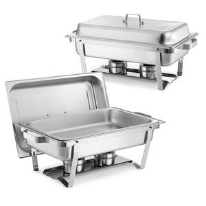 9 Qt Stainless Steel Rectangle <b>Chafing</b> Dish Food Warmer Chafer Set 2 Pack Hollow Handle <b>Fuel</b> Holder 1 Tongs Banquet D0100XFE3NG - Product Image 1