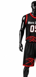 Ensemble de maillot de basket-ball pour femmes White Stitch, noir et rouge, imprimé par transfert thermique, col en V, sans manches, en mesh respirant et anti-transpiration - Product Image 4