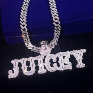 Collier Pendentif Personnalisé avec Initiales Serties de Diamants Moissanite, Style Hip Hop Bling, Bijoux pour Hommes - Product Image 3