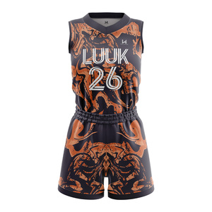 Ensemble d'uniformes de basketball personnalisés pour filles, grande taille, avec logo frontal sublimé, col en V, sans manches, anti-humidité, 100 % polyester mesh - Product Image 4
