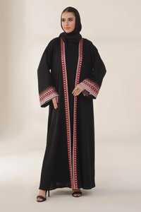 Long Sleeve Modest Dress Arab <b>Abaya</b> Crepe Knitted Fabric Casual Decorated Print Muslim Ladies Floral Wedding <b>Abaya</b> Dress - Product Image 2