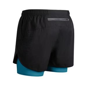 Shorts décontractés pour hommes avec doublure intérieure, taille élastique, séchage rapide, poches, couleur unie, tissu en toile, longueur mi-cuisse - Product Image 2