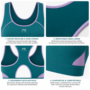 Wholesale High Impact Wireless Sports Bra Women Breathable Yoga Fitness Gym Bra Padded Shockproof Running Activewear <b>Crop</b> <b>Top</b> - Product Image 4