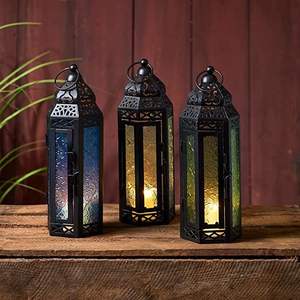 Lanterne marocaine haut de gamme, lanternes marocaines gravées à la main, lanterne marocaine pour la décoration de la maison et du jardin, lanterne suspendue en verre coloré - Product Image 1