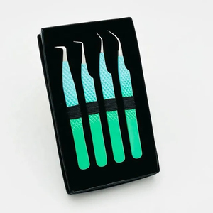 Vente Flash - Pinces à épiler professionnelles colorées pour extensions de cils, en acier inoxydable, avec poignée confortable et durable, 90 degrés - Product Image 1