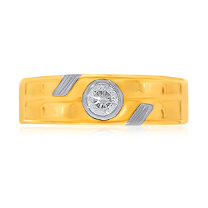 Connecting Gleam <b>Men</b> Solitaire <b>Ring</b> Luxury 18K Yellow Gold <b>Men's</b> Bezel <b>Set</b> Round Brilliant Diamond <b>Ring</b> Modern Two Tone Gold - Product Image 3