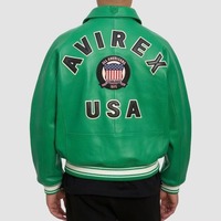 Collection Hiver 2026 – Blouson en Cuir Avirex Personnalisable pour Homme – Style High Street avec Col Montant et Fermeture Éclair