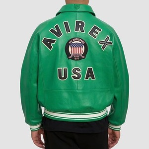 Collection Hiver 2026 – Blouson en Cuir Avirex Personnalisable pour Homme – Style High Street avec Col Montant et Fermeture Éclair - Product Image 4