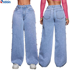 Pantalones Anchos de Mezclilla para Mujer, Talla Grande, Nuevo Diseño Estilo Mariposa, Transpirables, de Pierna Ancha, Cintura Alta, Rectos - Product Image 6