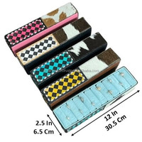 Boîte à bagues en cuir de vachette taillée à la main, présentoir à carreaux, multi-fentes, organisateur de bijoux pour bagues et accessoires