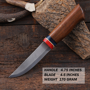 มีดปูคโคเหล็ก 12c27 แบบกำหนดเอง OEM ปลายหยดน้ำ ใบมีดคงที่ ด้ามไม้พะยูง พร้อมปลอกหนัง มีดสำหรับตั้งแคมป์และกิจกรรมกลางแจ้ง - Product Image 2