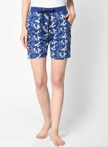 Shorts de Playa Azules Estampados para Mujer con Cordón en la Cintura, Secado Rápido, Tejido de Poliéster, Corte Casual - Product Image 2