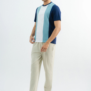 Nouveau T-shirt pour homme en polyester/coton de haute qualité, couleur unie, col rond, coupe ajustée, respirant, imprimé sur mesure, pour le fitness - Product Image 5