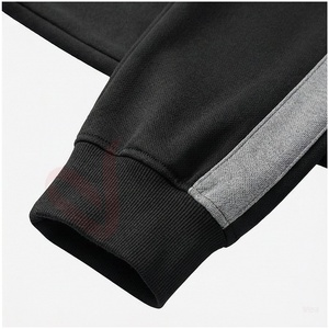 Conjunto Deportivo con Capucha para Hombre, Color Gris y Rojo, Bloques de Color, Manga Larga, Cierre Frontal con Cremallera, Bolsillos Laterales, Ropa Casual de Otoño - Product Image 6