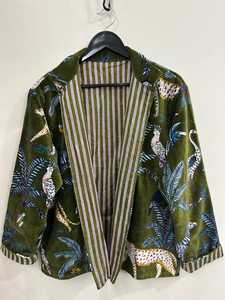 Eye Catching Luxury <b>Velvet</b> Jungle Leopard Print Jacket Handmade Boho <b>Coat</b> Cotton Lined Safari Style <b>Women</b> Blazer - Product Image 2