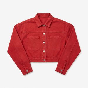 Wholesale Womens Denim <b>Jacket</b> Boxy Denim <b>Patches</b> for Online Brands Private Label Bulk Supplier Supply - Product Image 3