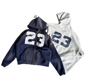 Personalizado Puf impresión de gran tamaño Dtg impreso sudaderas con capucha hombres personalizado rasgado borde crudo francés Terry Y2k gráfico Sudadera con capucha hombres - Product Image 4