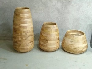 Grand vase en bois massif pour plantes d'intérieur/extérieur, décoration moderne pour la maison, hôtel, jardin, pour pot de fleurs et jardinière, matériau en bois massif - Product Image 3