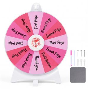 Ruota della Fortuna Personalizzabile a 14 Scomparti con Supporto Pieghevole e Ruota da Tavolo Riscrivibile Rosa per Forniture Promozionali per Feste - Product Image 1