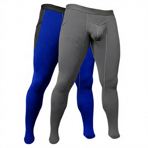 Leggings de compression intégrale pour homme, couleur unie avec logo, taille élastique sur la jambe droite, matière Spandex Polyester 180g - Product Image 6