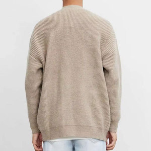 Cardigan en laine tricoté slim fit pour homme, col en V, manches longues, couleur unie, fermeture boutonnée, idéal pour l'automne, anti-boulochage - Product Image 4