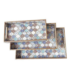 Juego de Bandejas de Resina Hechas a Mano con Diseño Metálico Decorativo, Bandejas para Servir y Almacenar para Decoración del Hogar y la Oficina - Product Image 4